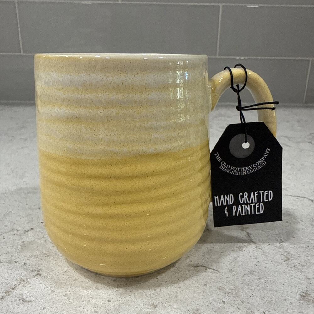 Artisanal 2-Tone YELLOW Coffee Mug 16oz Ceramic By The Old Pottery Company NEW